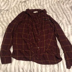 Maroon and Black Flannel w/ Mustard Yellow Details